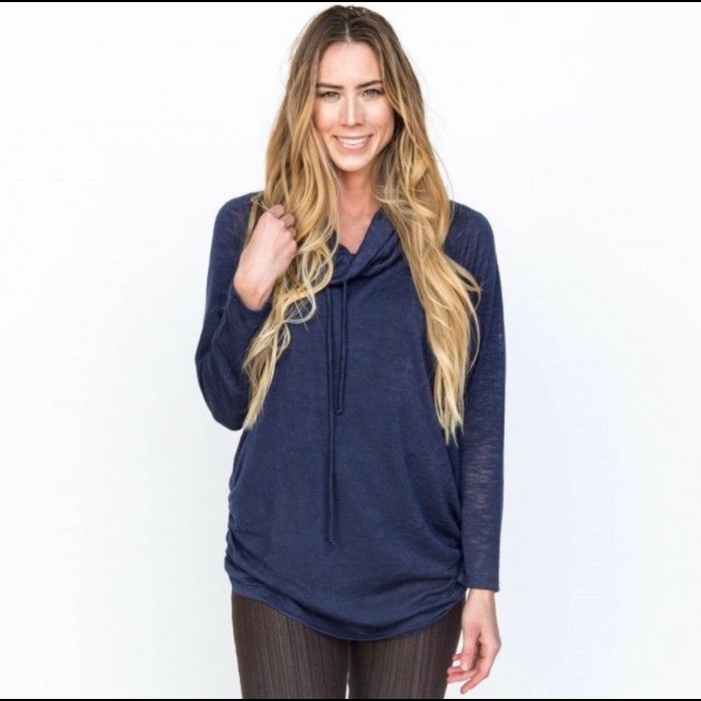 Agnes & Dora Navy Blue Raglan Cowl Neck Tunic